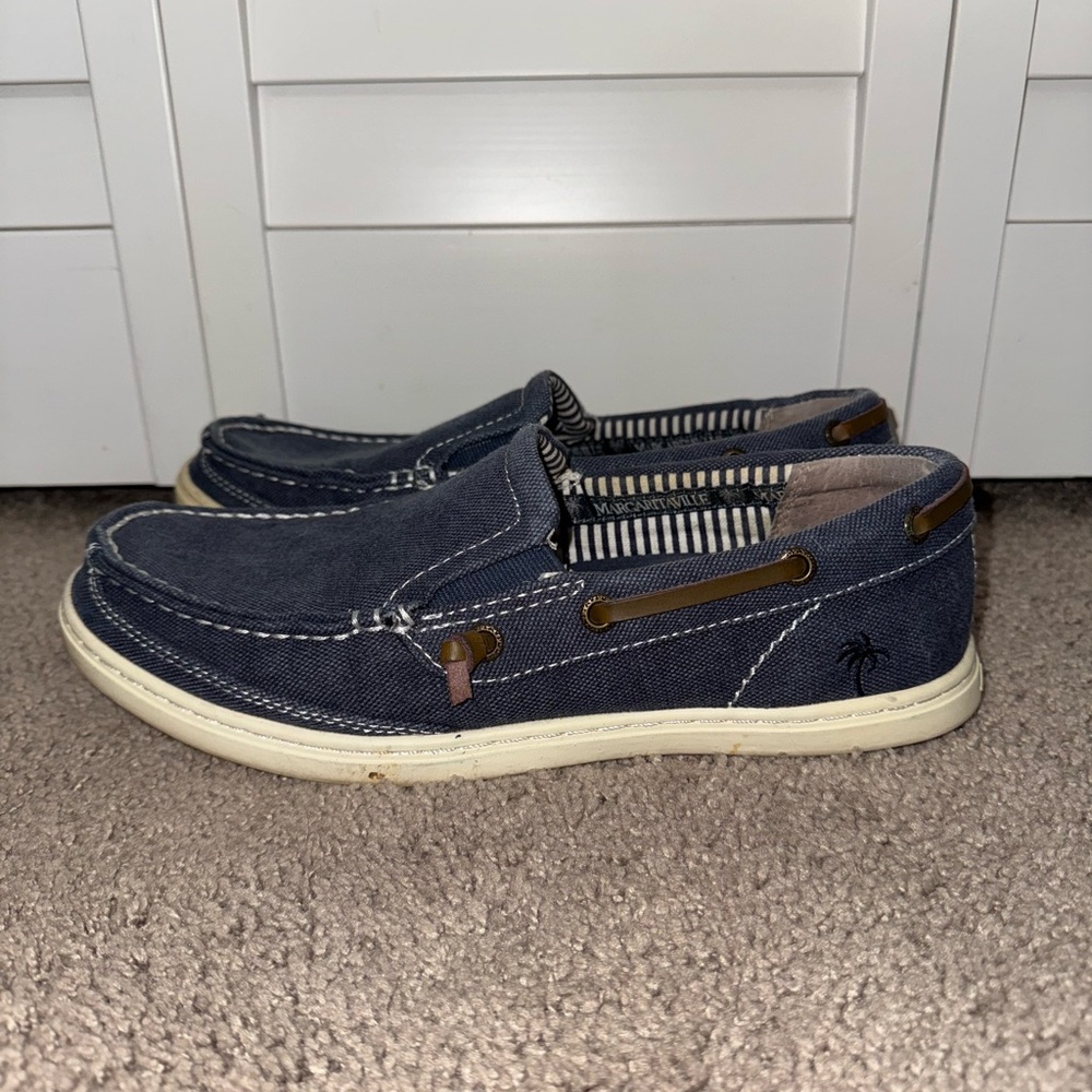 Margaritaville Blue Boat Shoes with Moccasin Stitching